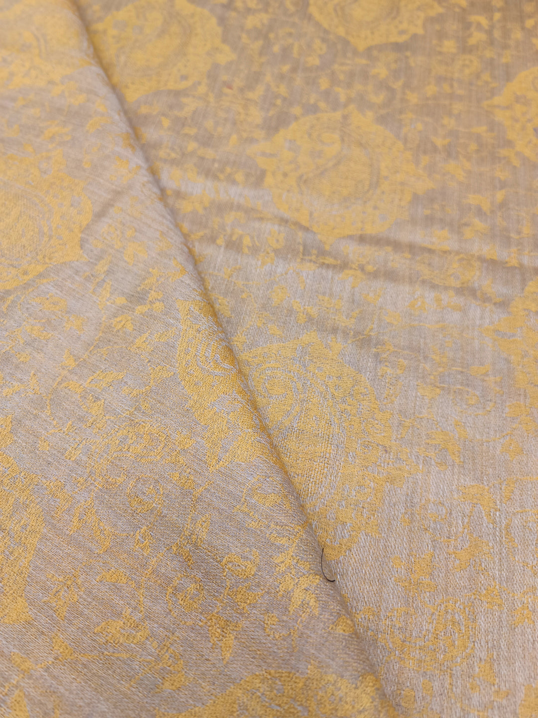 Premium Quality Yellow Brown Woven Pashmina  Cashmere Stole