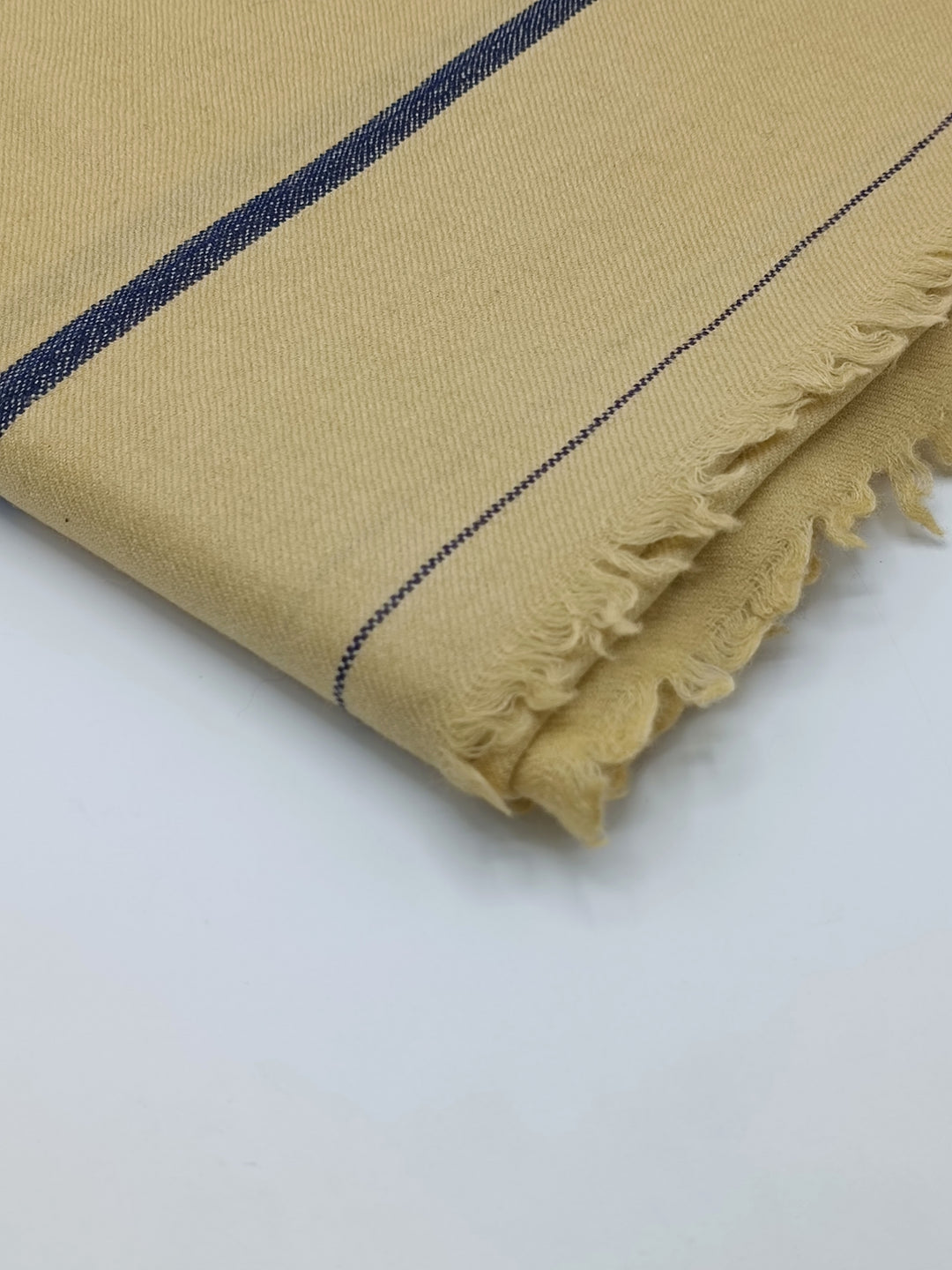 Premium Quality Light Brown Dark Blue Border Pure Woolen Shawl