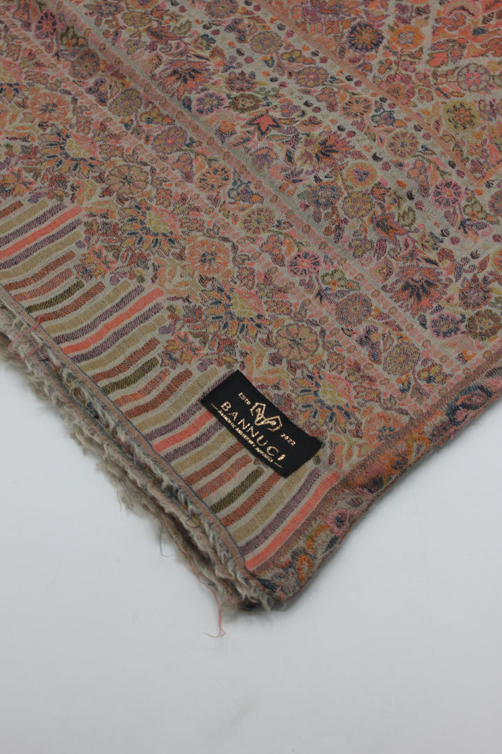 Premium Quality Light Pink Fully Multi Color Woven Pashmina Cashmere Shawl