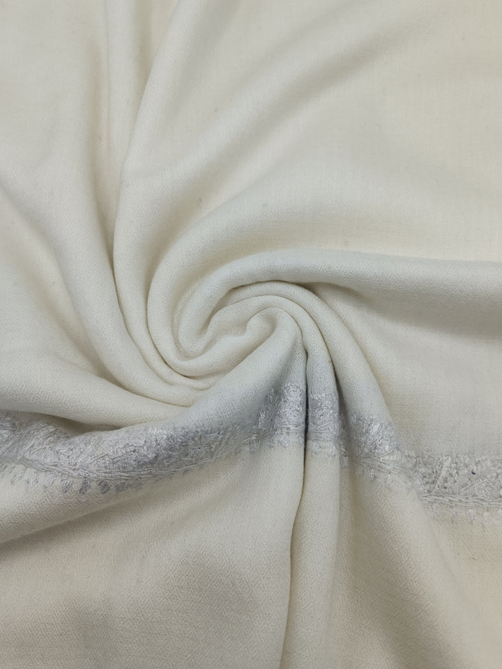 Premium Quality Off White Emboidered Pashmina Cashmere Shawl