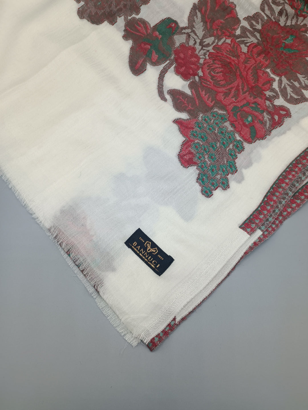 Premium Quality Off White Red Woven Pashmina Cashmere Stole