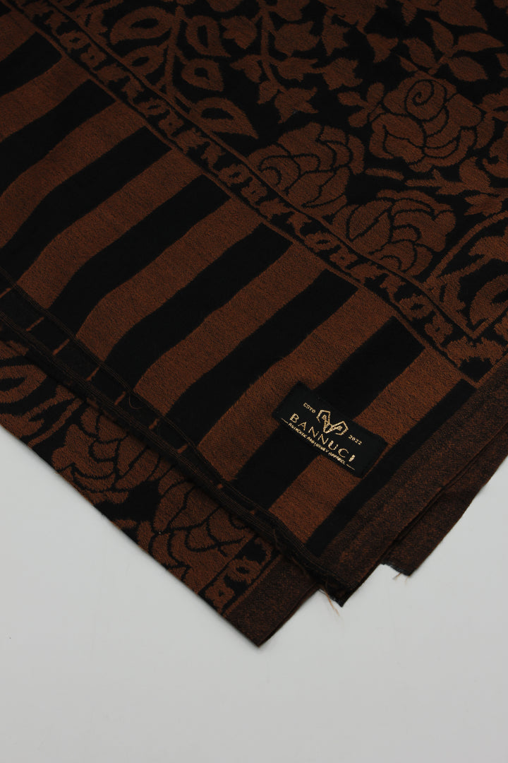 Premium Quality Orange Black Woven Pashmina Cashmere Shawl