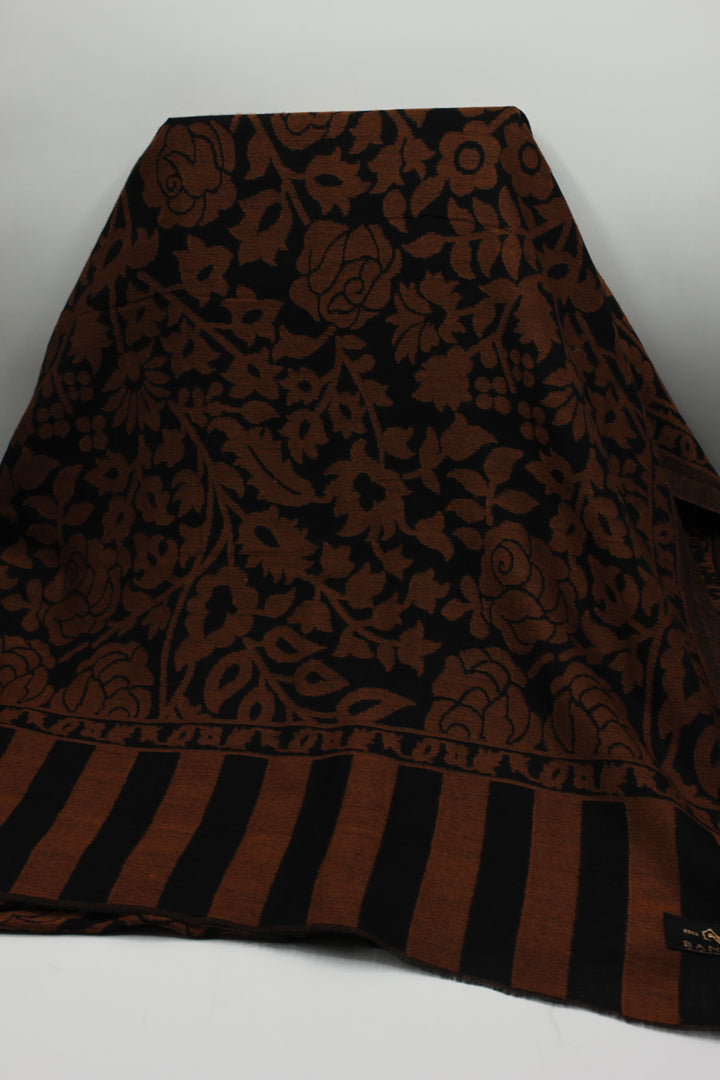 Premium Quality Orange Black Woven Pashmina Cashmere Shawl