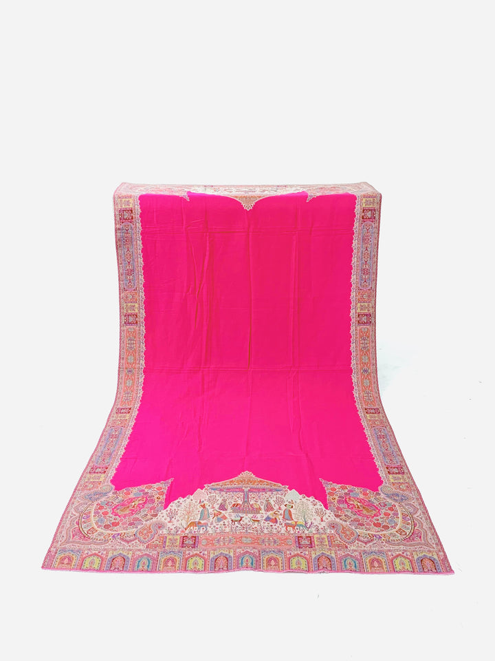 Premium Quality Pink Multi Color Woven Pashmina Cashmere Shawl