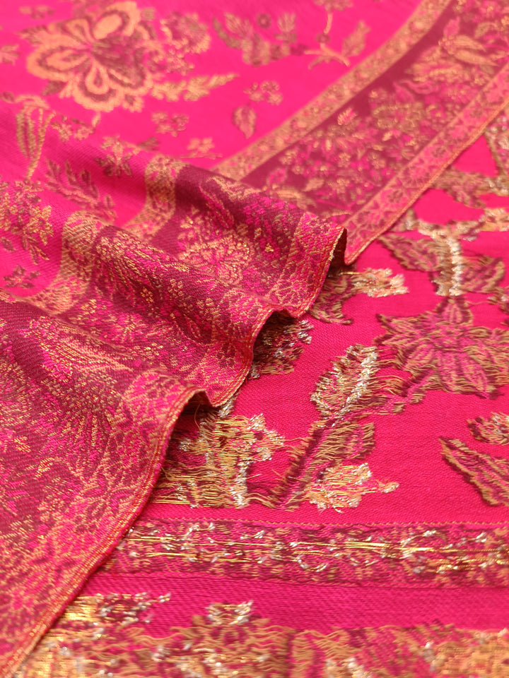 Premium Quality Pink Woven Pashmina Cashmere Shawl