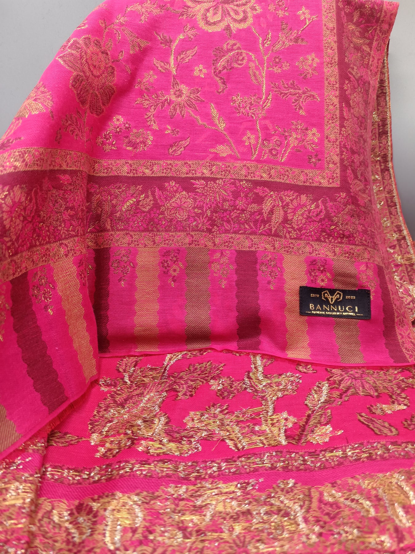 Premium Quality Pink Woven Pashmina Cashmere Shawl – Bannuci