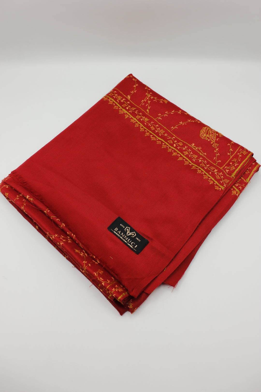 Premium Quality Red Embroidered Pashmina Cashmere Shawl