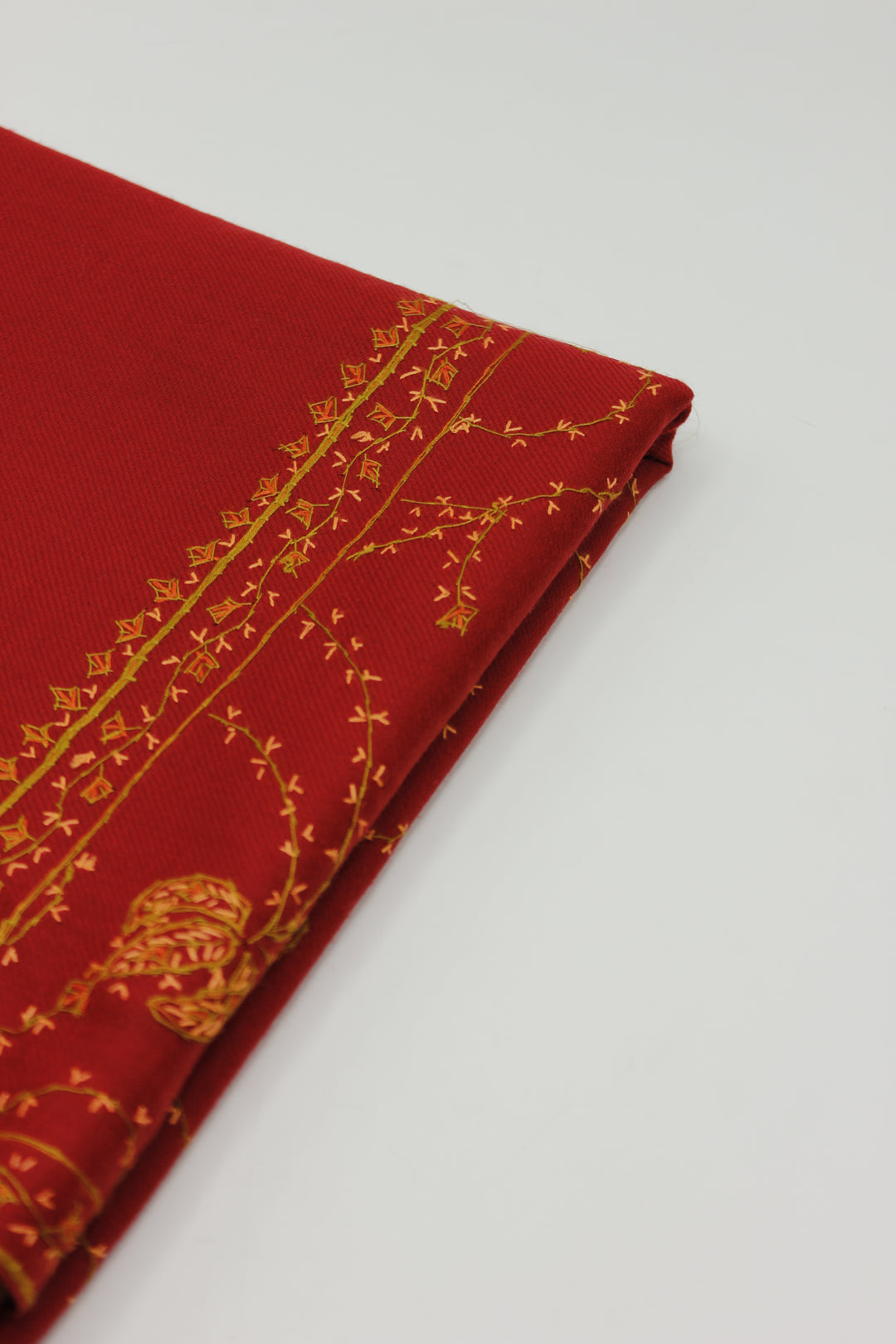 Premium Quality Red Embroidered Pashmina Cashmere Shawl