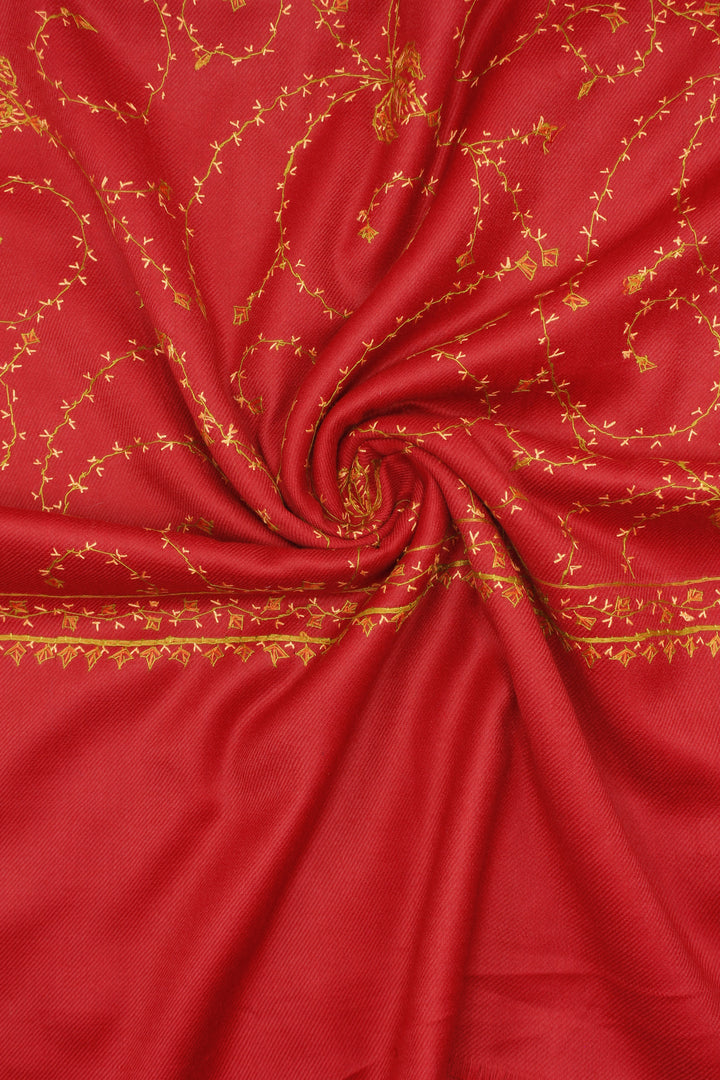 Premium Quality Red Embroidered Pashmina Cashmere Shawl