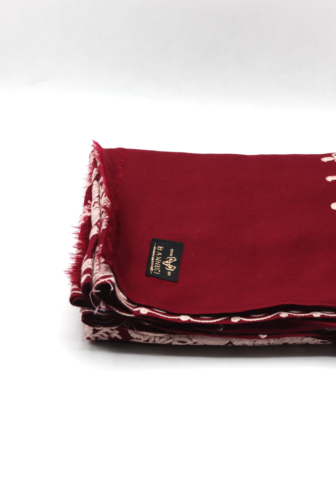 Premium Quality Red White Embroidery Pashmina Cashmere Shawl