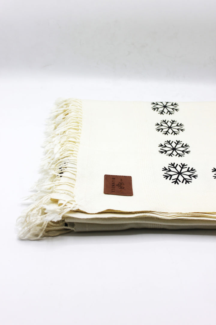 Premium Quality  Snowflakes Off-White Pure Woolen Shawl