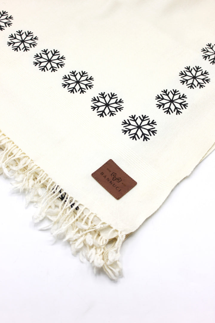 Premium Quality  Snowflakes Off-White Pure Woolen Shawl