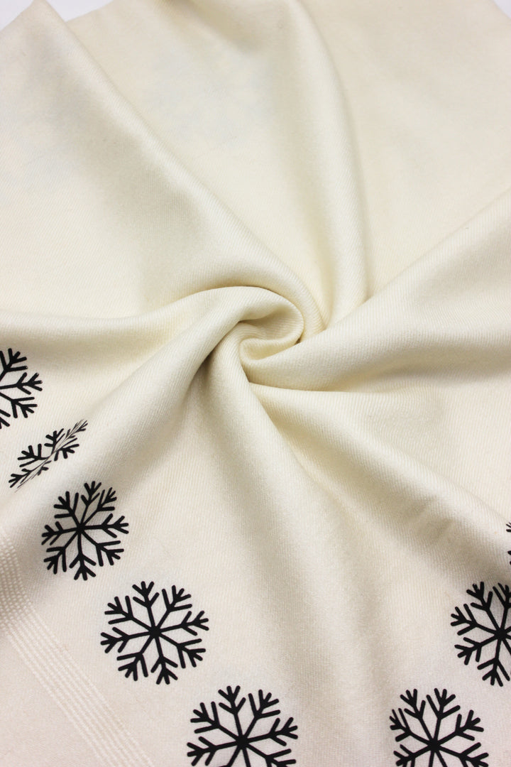 Premium Quality  Snowflakes Off-White Pure Woolen Shawl