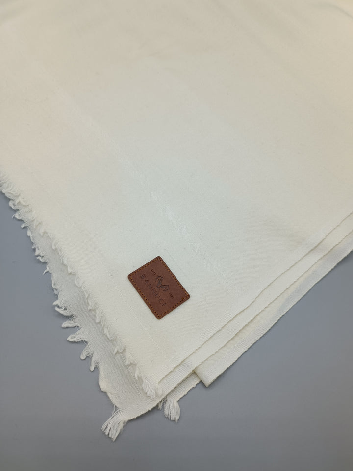 Premium Quality White Border Off White Pure Woolen Shawl
