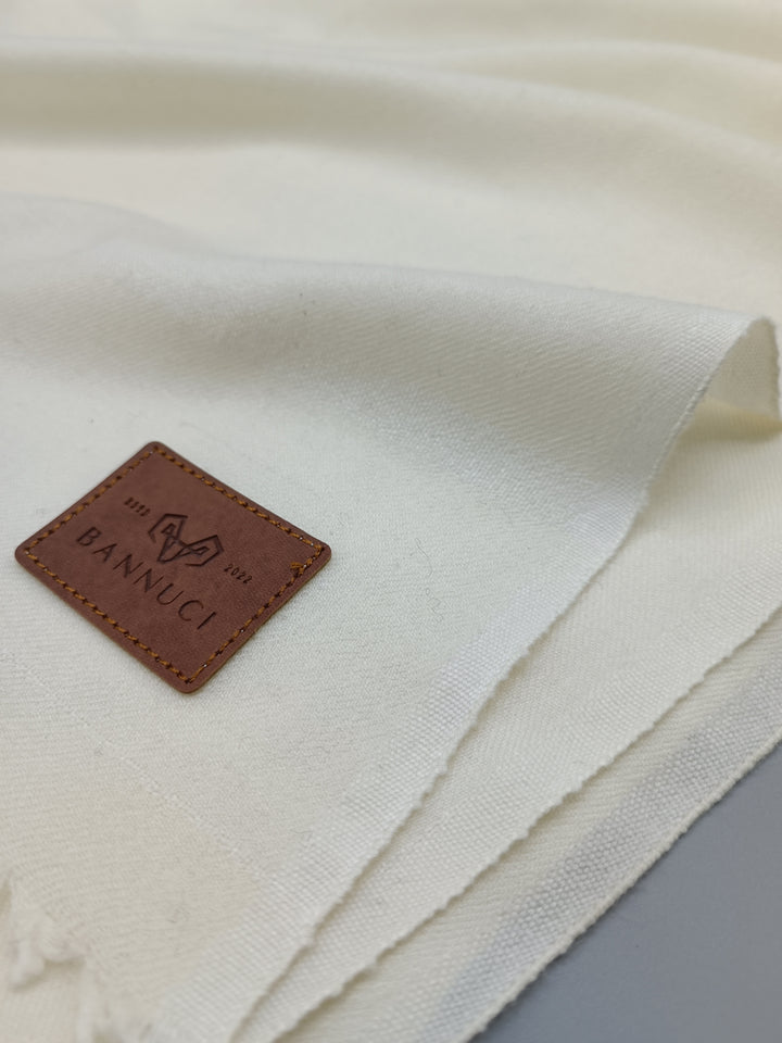 Premium Quality White Border Off White Pure Woolen Shawl