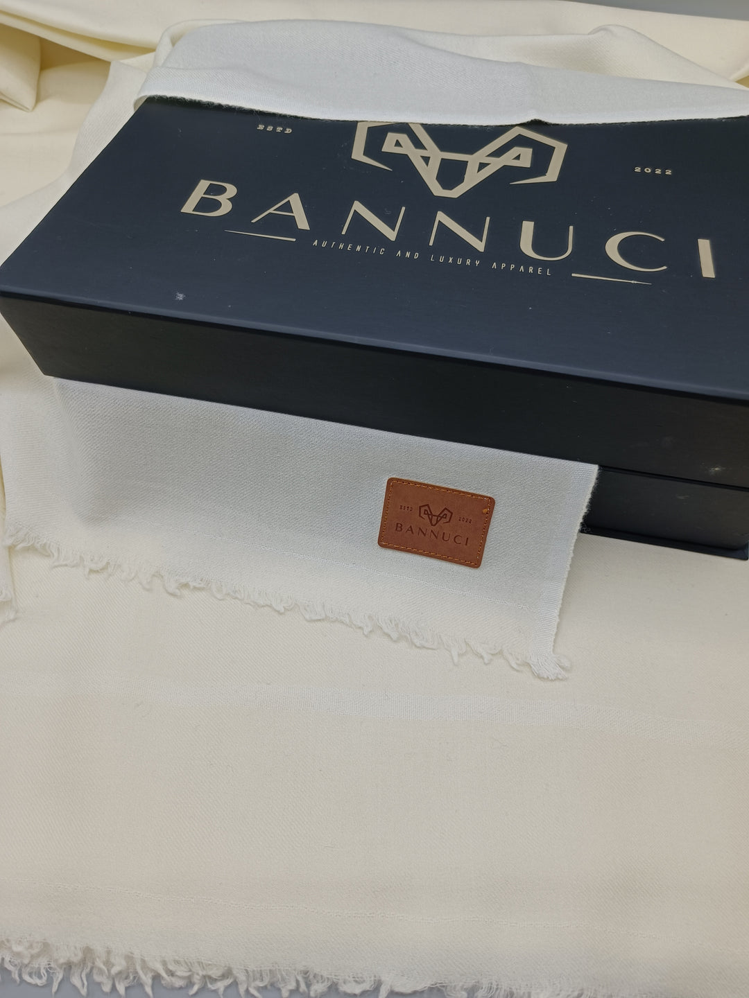 Premium Quality White Border Off White Pure Woolen Shawl