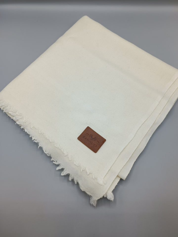 Premium Quality White Border Off White Pure Woolen Shawl