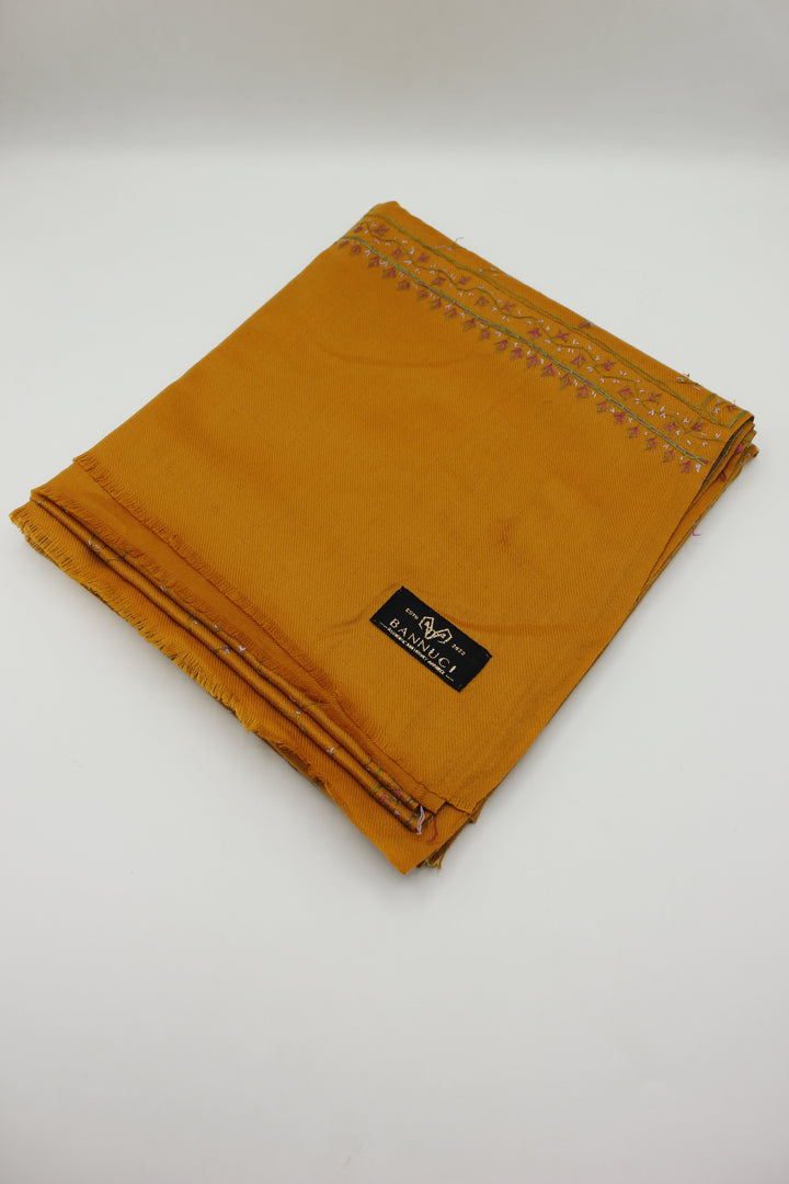 Premium Quality Yellow Hand Embroidered Pashmina Cashmere Shawl