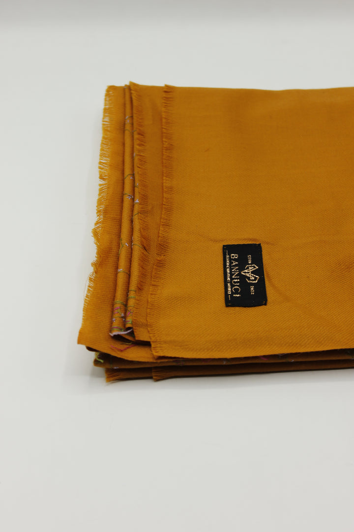 Premium Quality Yellow Hand Embroidered Pashmina Cashmere Shawl