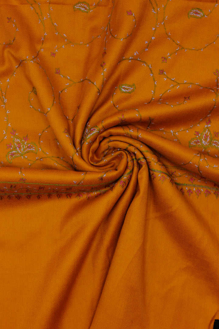 Premium Quality Yellow Hand Embroidered Pashmina Cashmere Shawl