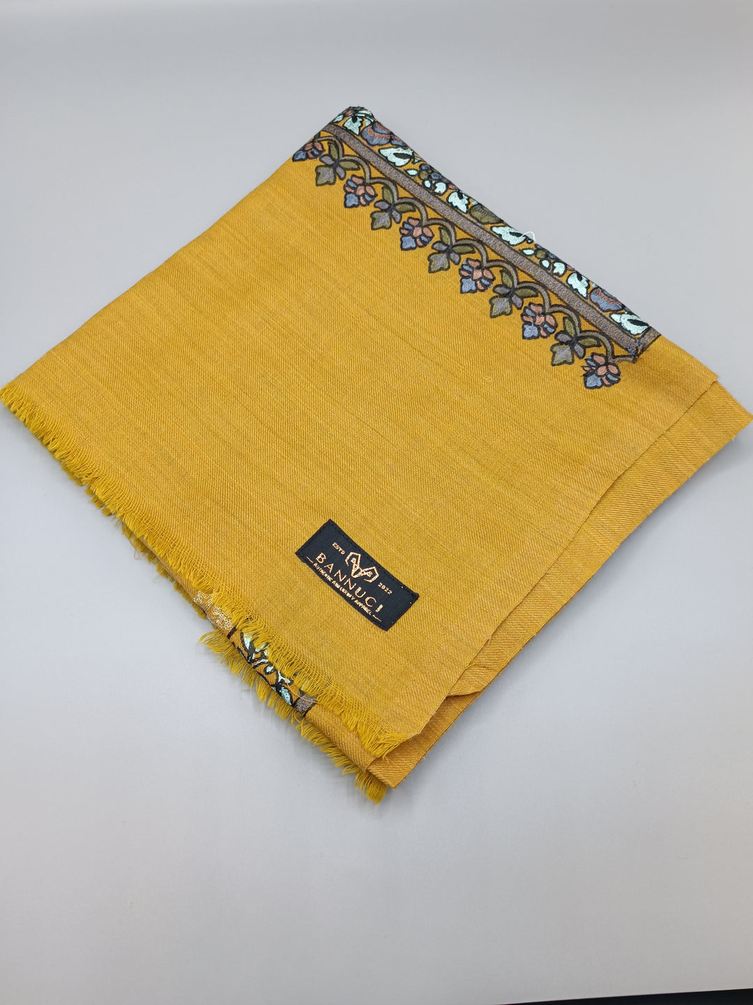 Premium Quality Yellow Embroidered Pashmina Cashmere Stole