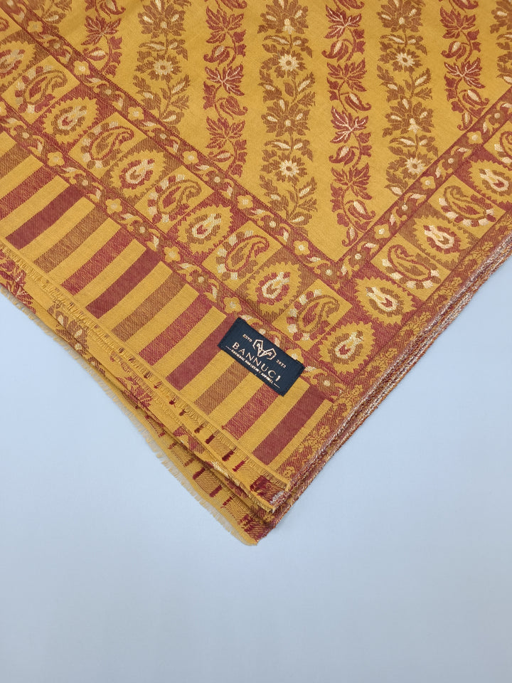 Premium Quality Yellow Red Woven Pashmina Cashmere Shawl