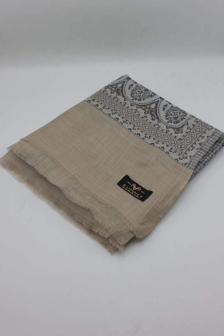 Premium Quality beige gray Woven Pashmina Cashmere Shawl 2