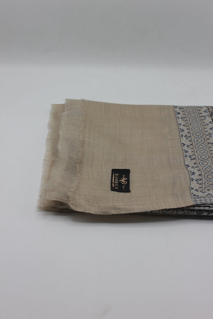 Premium Quality beige gray Woven Pashmina Cashmere Shawl 2