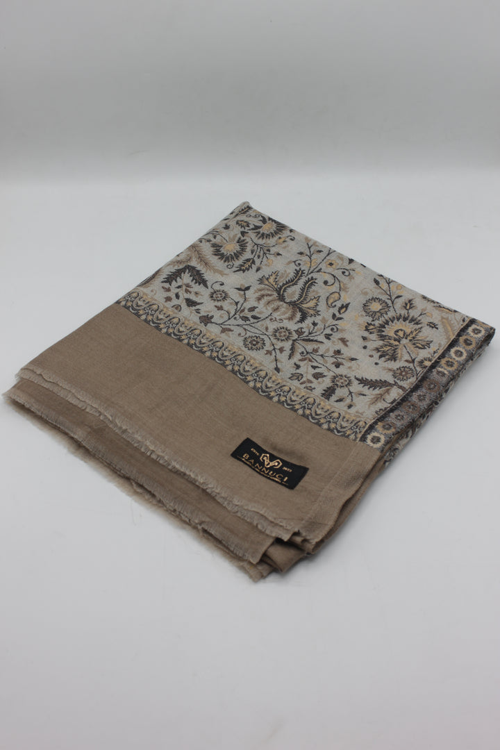 Premium Quality beige Woven Pashmina Cashmere Shawl