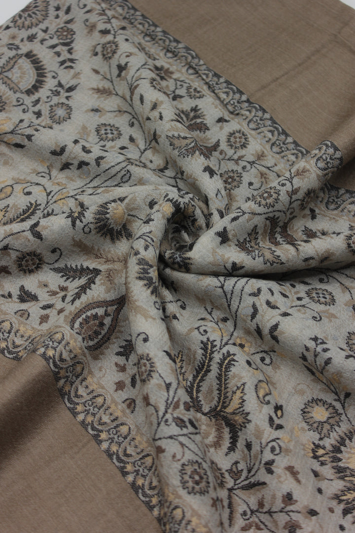 Premium Quality beige Woven Pashmina Cashmere Shawl