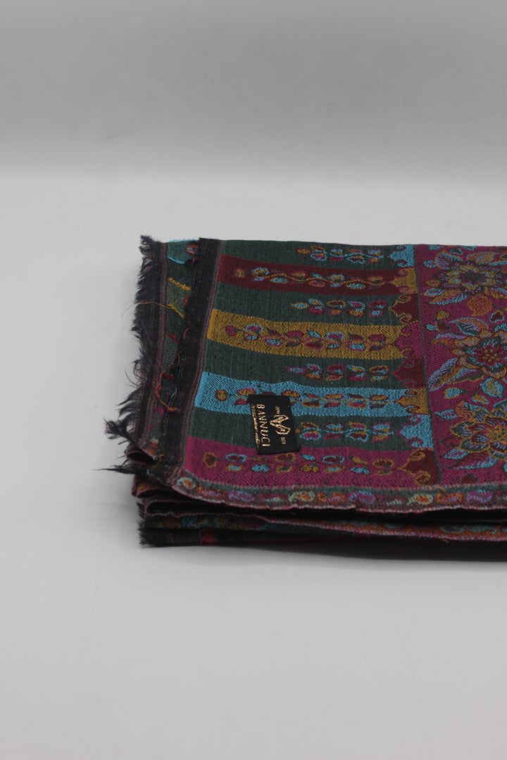 Premium Quality dark gray multi color Woven Pashmina Cashmere Shawl