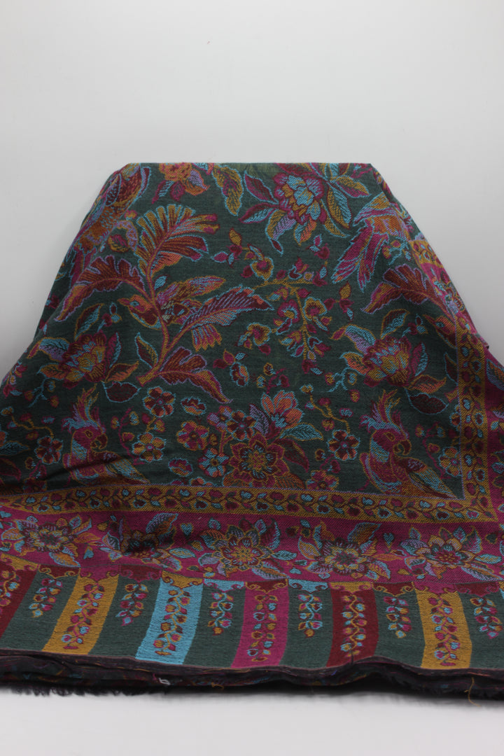 Premium Quality dark gray multi color Woven Pashmina Cashmere Shawl