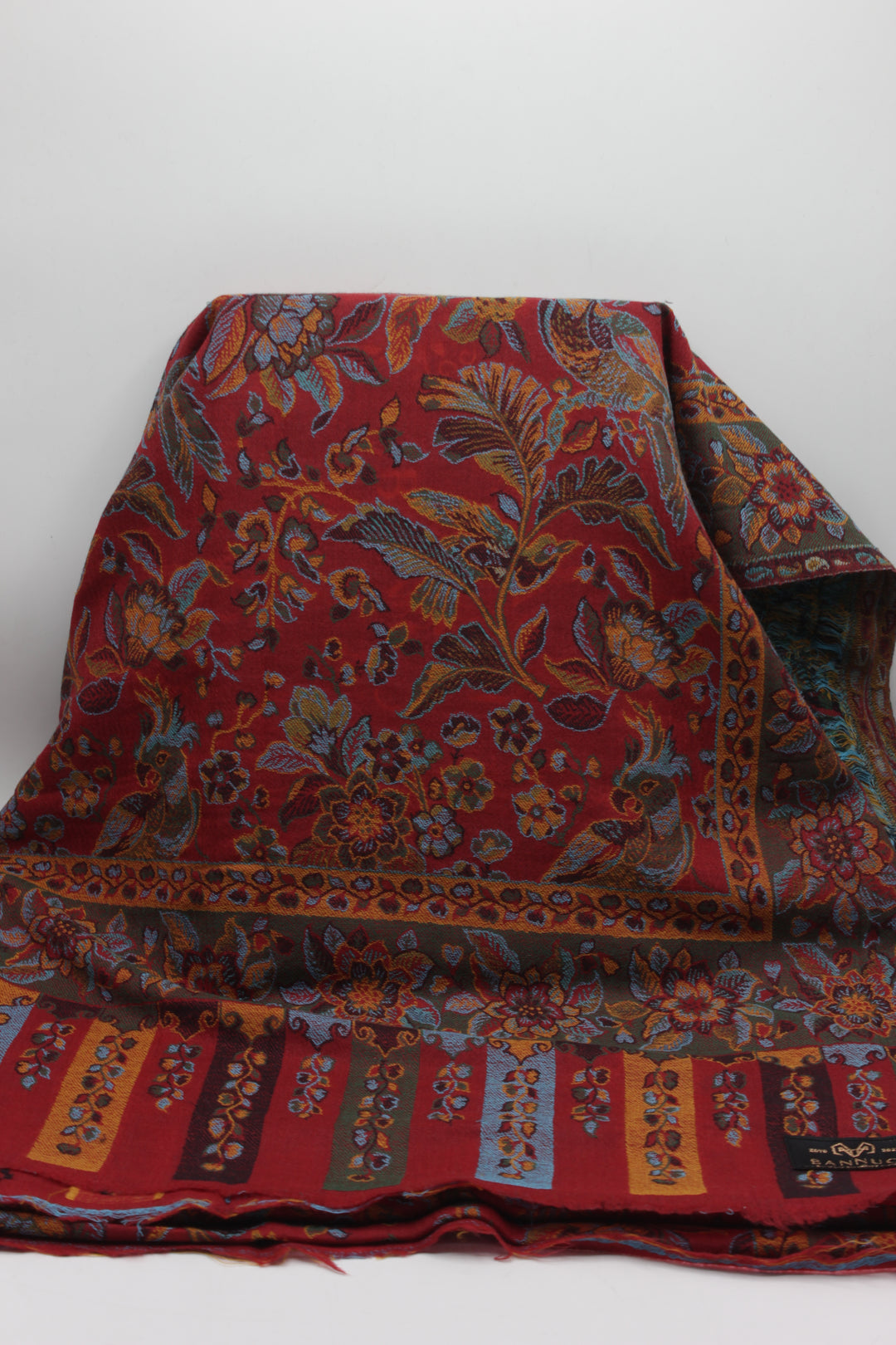 Premium Quality red multi color Woven Pashmina Cashmere Shawl 2