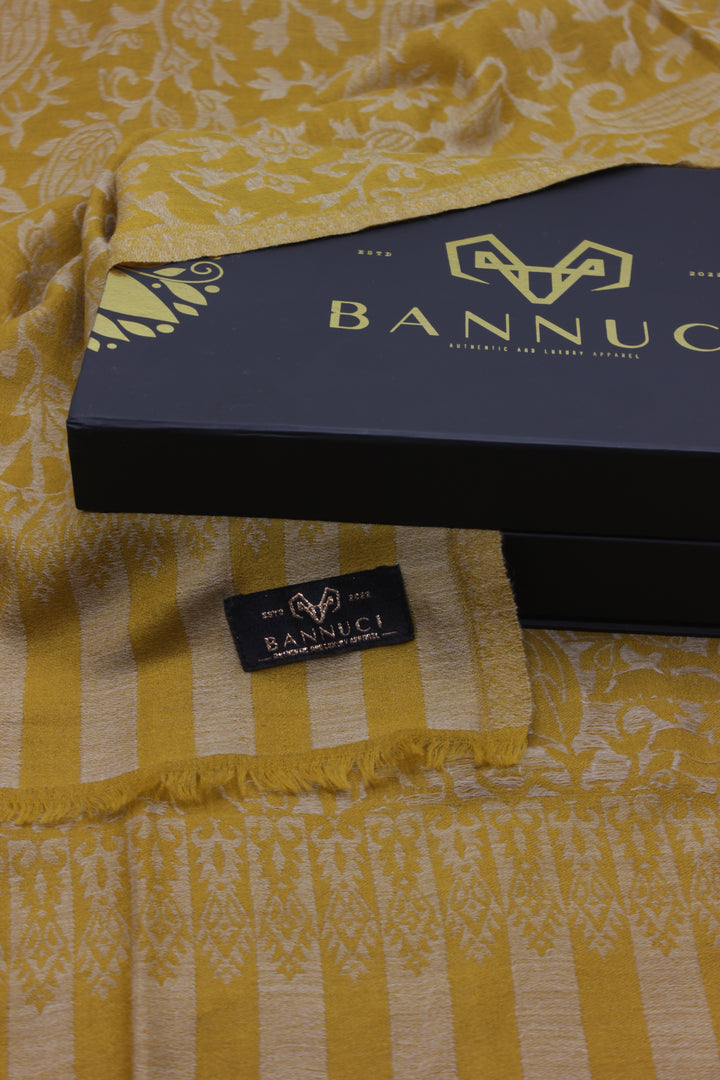 Premium Quality yellow Woven Pashmina Cashmere Shawl