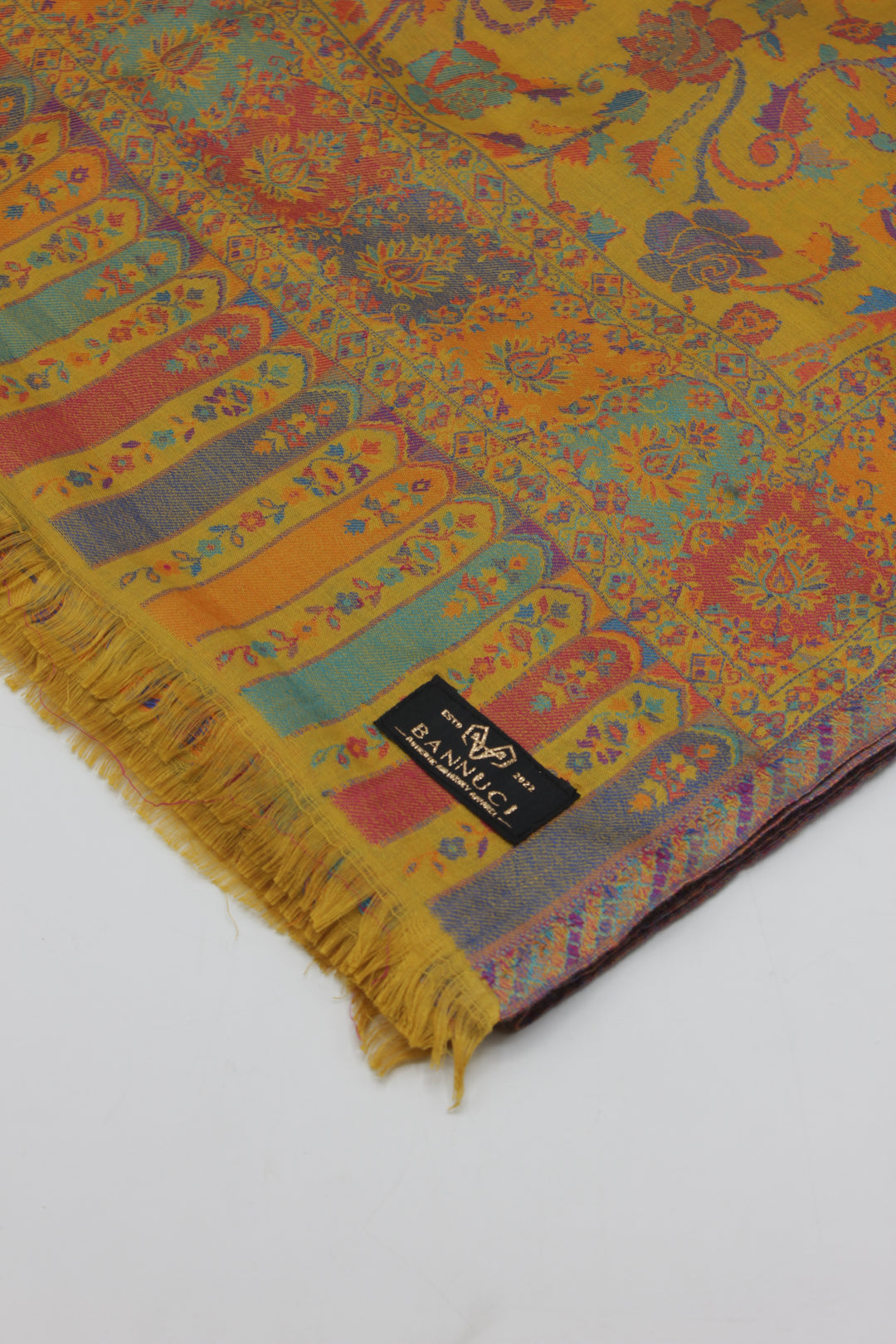 Premium Quality yellow multi color Woven Pashmina Cashmere Shawl 3