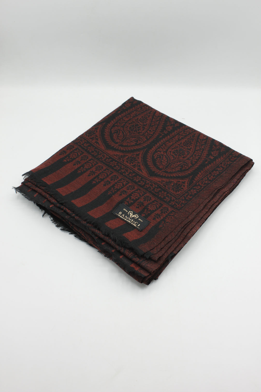 Premium Quality Black With Red  Woven Pashmina Cashmere Shawl