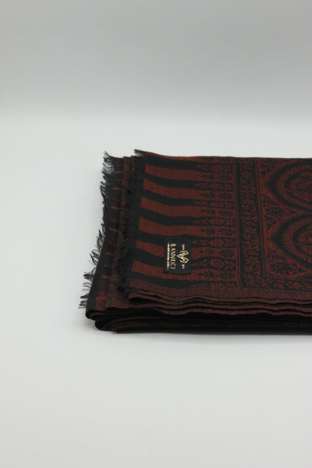 Premium Quality Black With Red  Woven Pashmina Cashmere Shawl