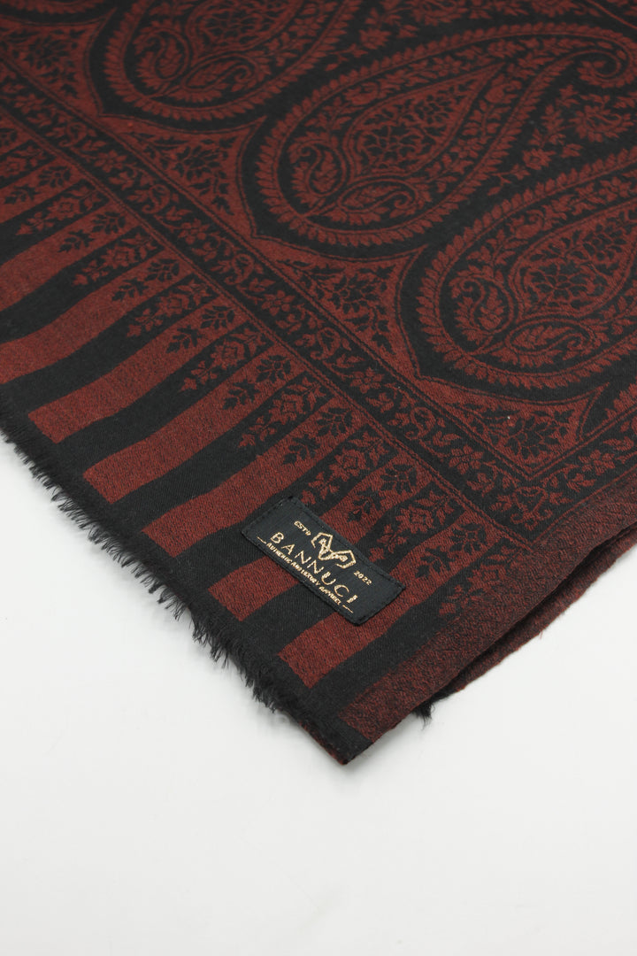 Premium Quality Black With Red  Woven Pashmina Cashmere Shawl