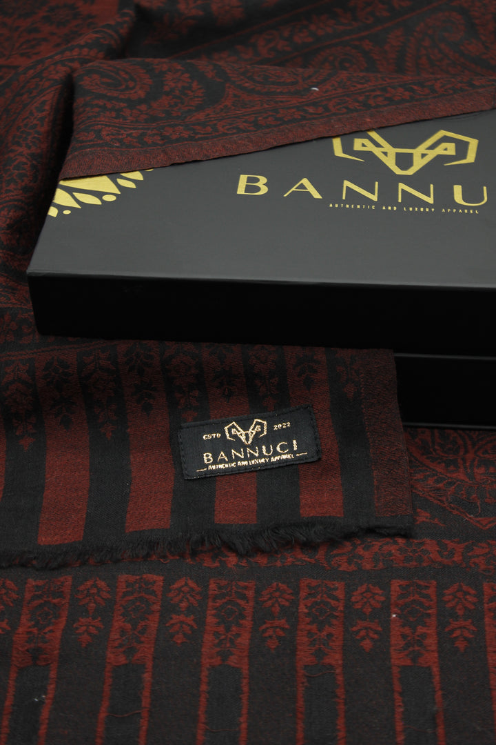 Premium Quality Black With Red  Woven Pashmina Cashmere Shawl