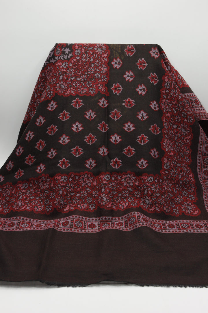 Premium Quality Brown Multi Color Woven Pashmina Cashmere Shawl