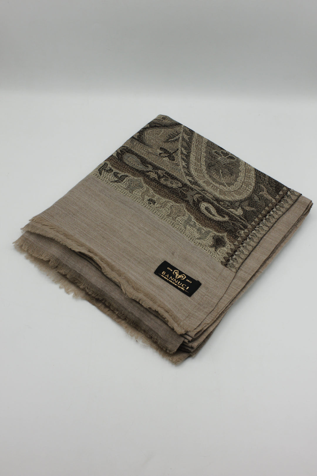 Premium Quality Brown with Choco Color Bordererd Woven Pashmina Cashmere Shawl