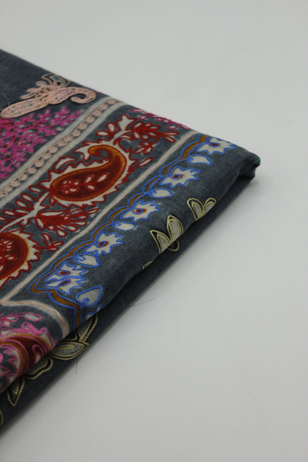 Premium Quality Charcoal Multi Color Kalamkaar Pashmina Cashmere Shawl