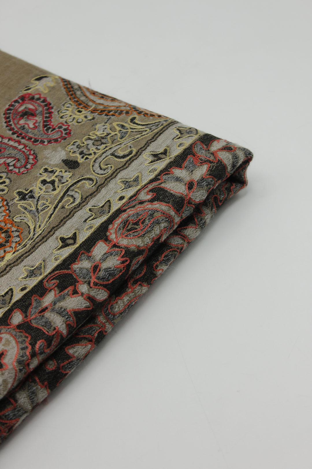 Premium Quality Half Brown Multi Color Woven Pashmina Cashmere Shawl