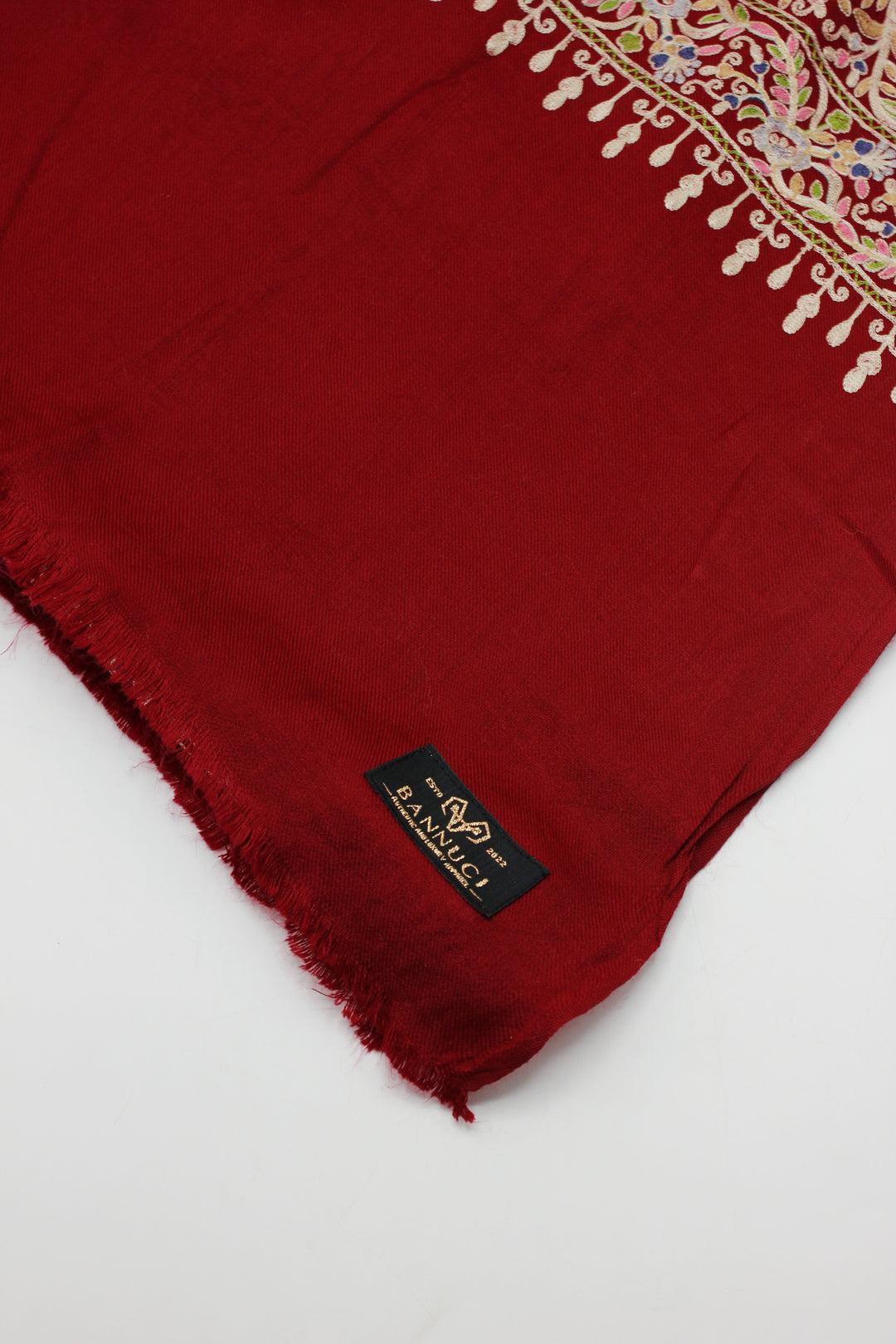 Premium Quality Meroon Multi Color Embroidered Pashmina Cashmere Shawl