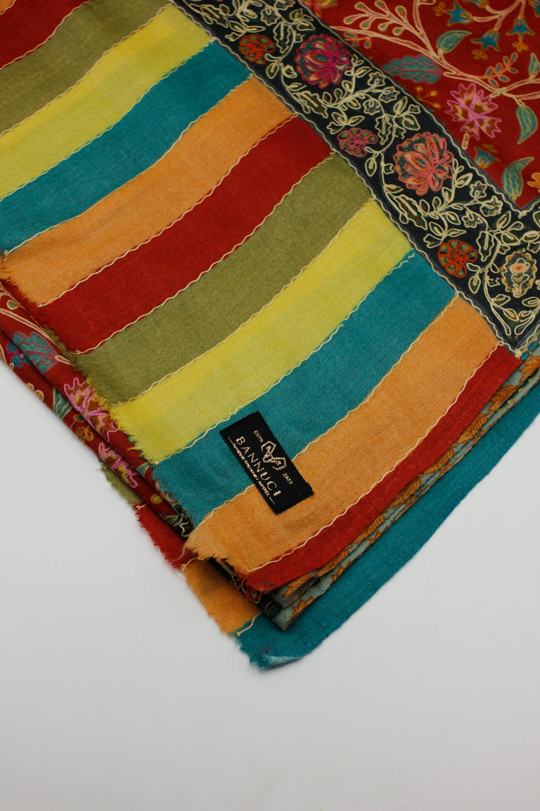 Premium Quality Meroon Multicolored Kalamkaar Pashmina Cashmere Shawl