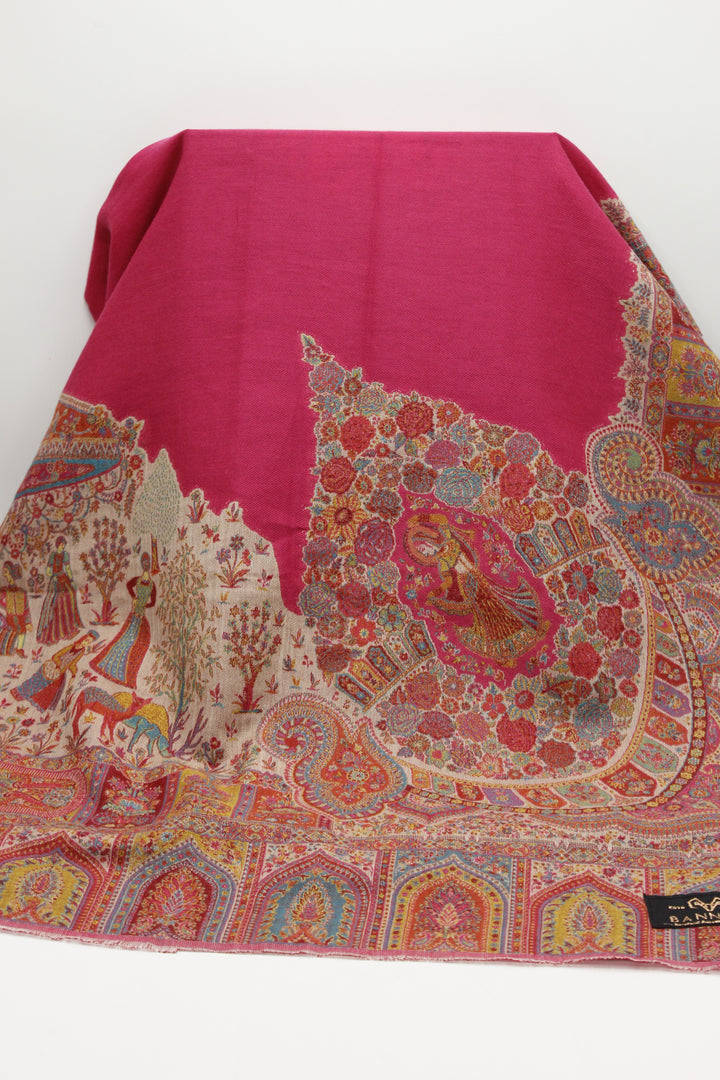 Premium Quality Pink Multi Color Woven Pashmina Cashmere Shawl