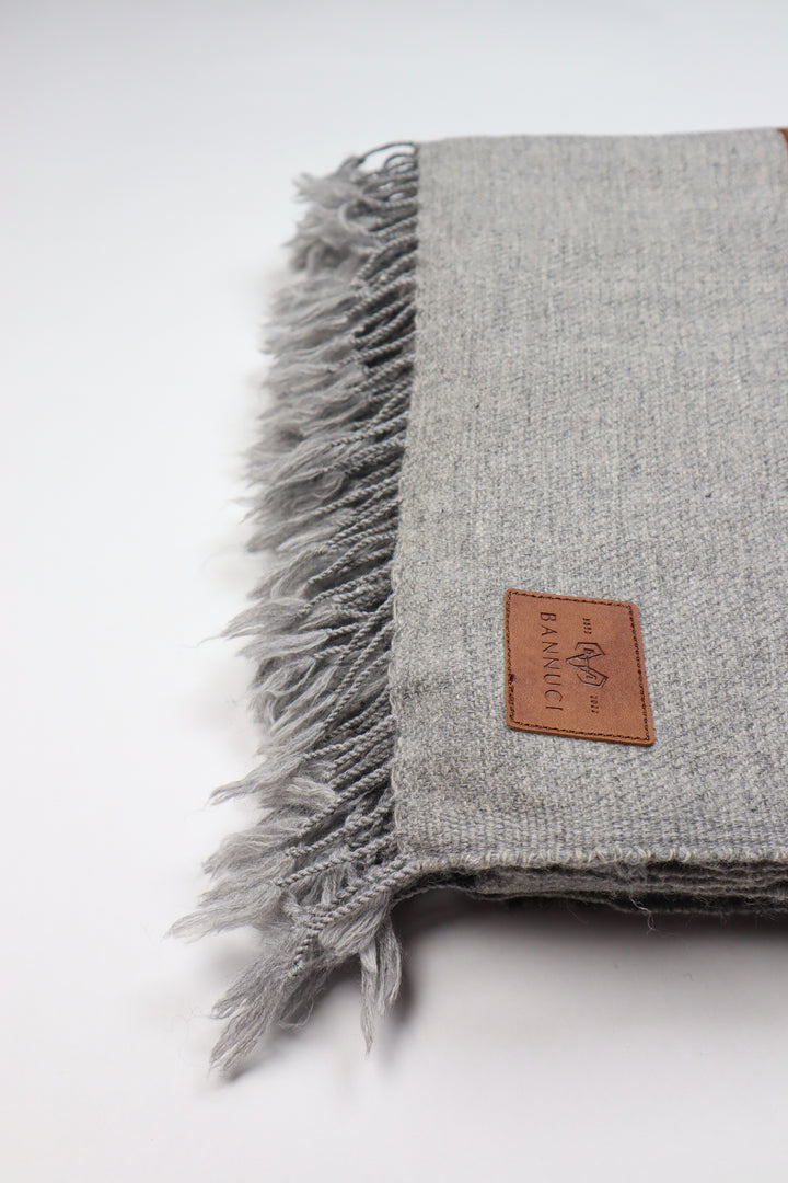 Supreme Quality Striped Gray Angora Rabbit Woolen Shawl