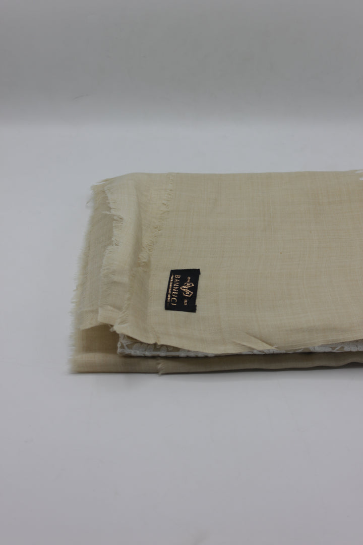 premium quality beige white embroidered pashmina cashmere shawl