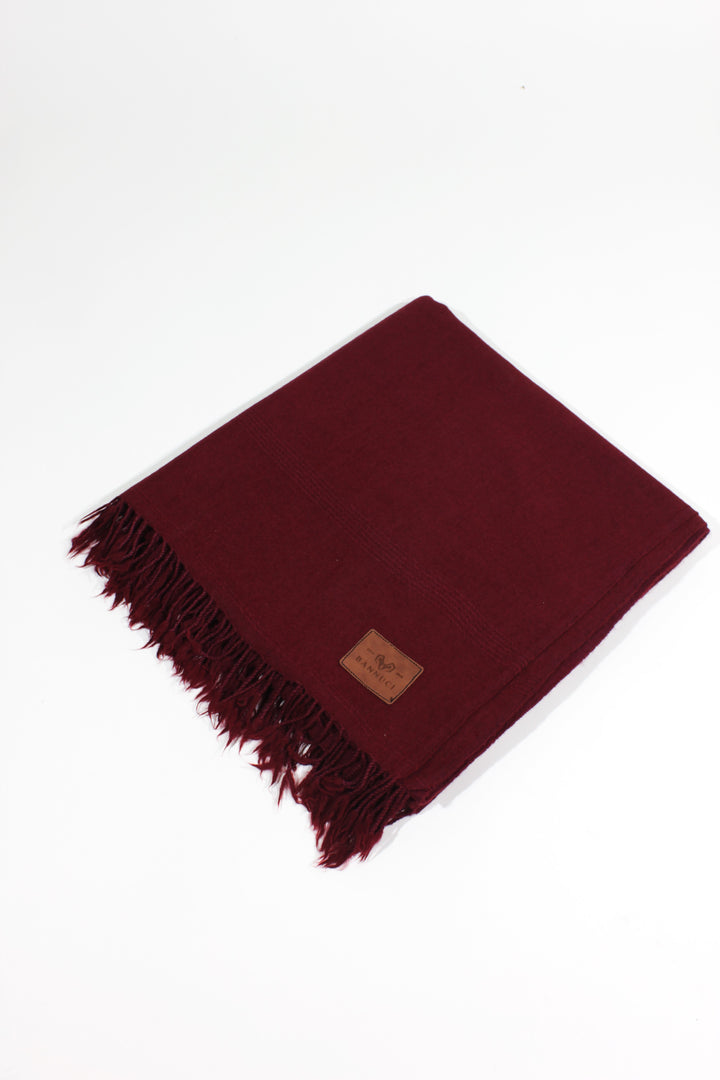 premium quality plain double fiber meroon pure woolen shawl