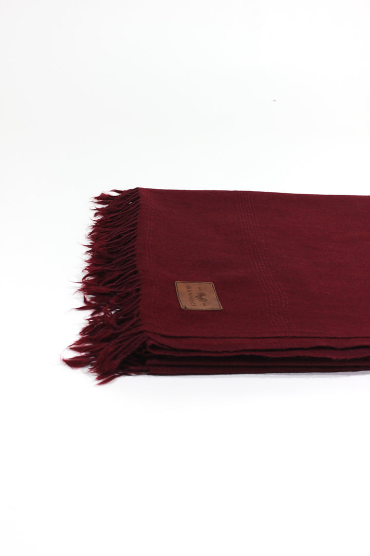 premium quality plain double fiber meroon pure woolen shawl